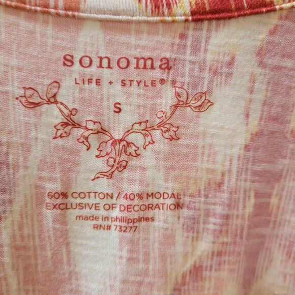 Sonoma Orange/pink/white Shift Dress Size S Boho Bloomcore Lace Front - Picture 3 of 7